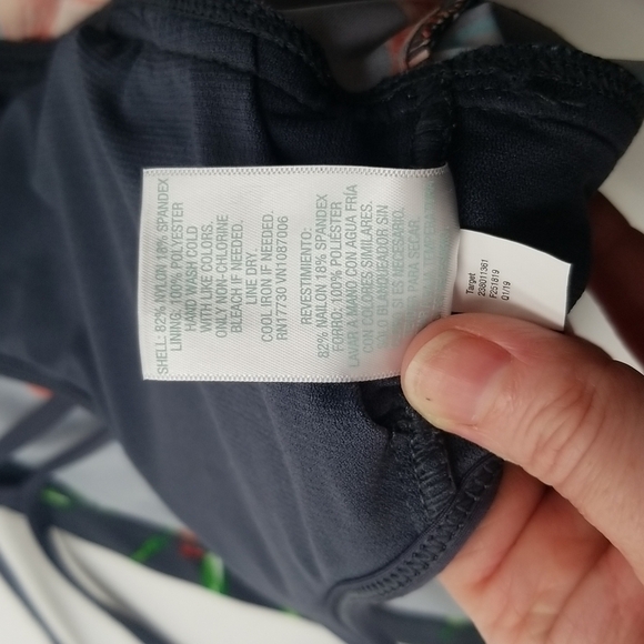 Kona Sol SZ Small Swim Top Grey Racerback Hibiscus Flowers & Palm Leaves - Picture 8 of 8